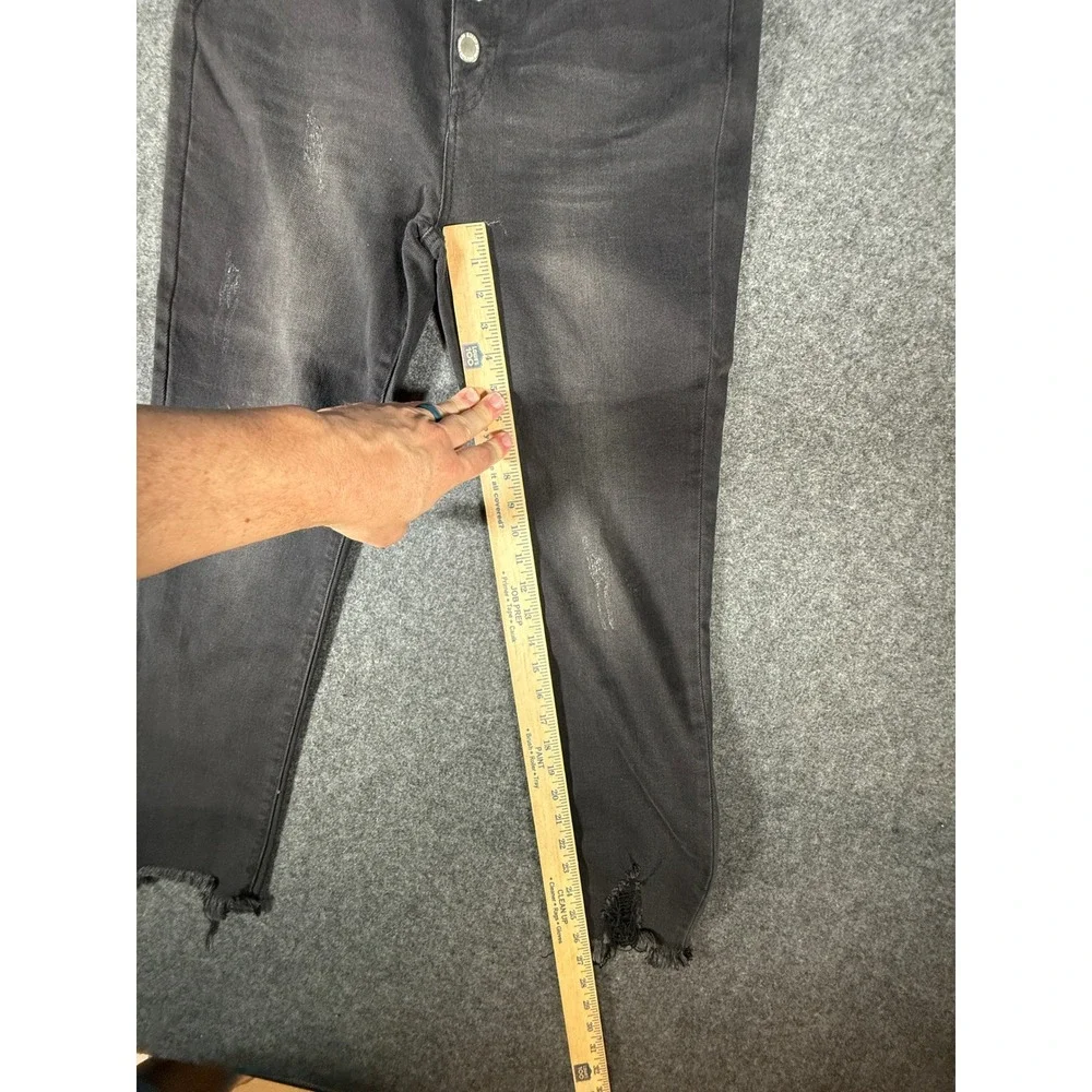 Risen Los Angeles Womens HighRise Button Fly Distressed Skinny Jeans Black 13/31